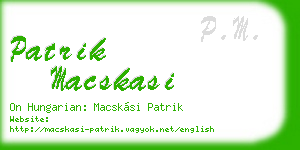 patrik macskasi business card
